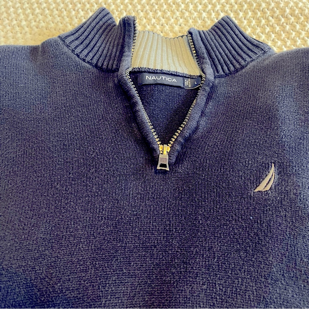 Nautica J-Class 1/4 Zip Cotton Sweater size Large